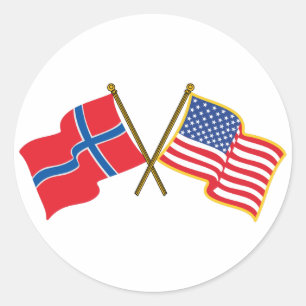 Noors-Amerikaanse vlaggen Ronde Sticker
