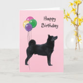 Noors Buhund, Verjaardagsballonnen Kaart (Gele Bloem)