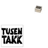 Noors "Dank u" Zwart-wit Lino Cut Rubberstempel (Gestempeld)