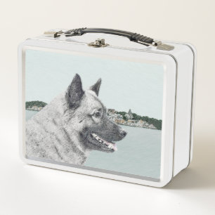 Noors Elkhound bij Village Painting - Dog Art