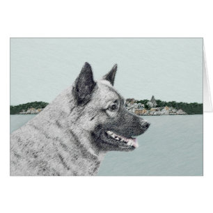 Noors Elkhound bij Village Painting - Dog Art