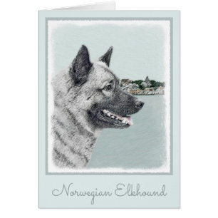 Noors Elkhound bij Village Painting - Dog Art