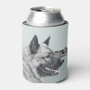 Noors Elkhound bij Village Painting - Dog Art Blikjeskoeler