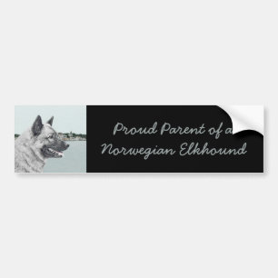 Noors Elkhound bij Village Painting - Dog Art Bumpersticker
