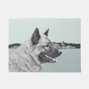 Noors Elkhound bij Village Painting - Dog Art Deurmat