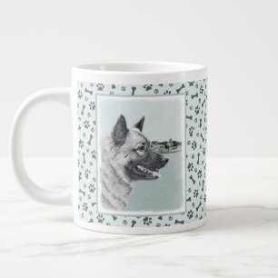 Noors Elkhound bij Village Painting - Dog Art Extra Grote Beker