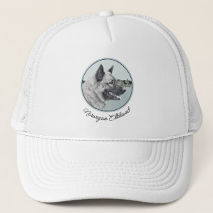 Noors Elkhound bij Village Painting - Dog Art Trucker Pet