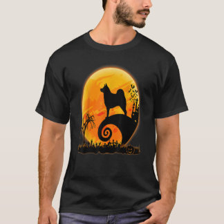 Noors Elkhound Dog en Moon Funny Halloween Co T-shirt