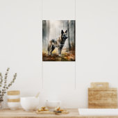 Noors Elkhound Hondenkunst Print Poster (Keuken)