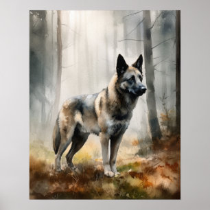 Noors Elkhound Hondenkunst Print Poster