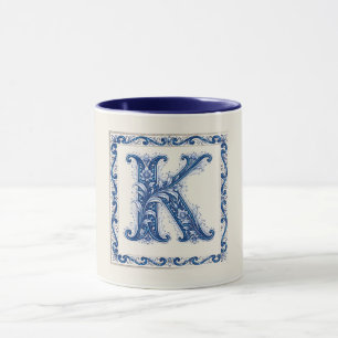 Noors Erfgoed K Monogram - Blauw Mok