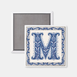 Noors Erfgoed M Monogram - Blauw Magneet
