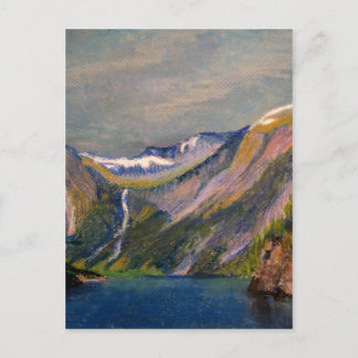 Noors fjord-oliespastel briefkaart