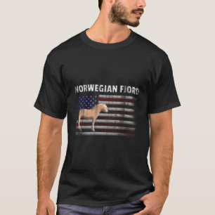 Noors Fjord Paard met Amerikaanse vlag T-shirt