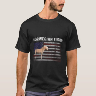 Noors Fjord Paard met Amerikaanse vlag T-shirt