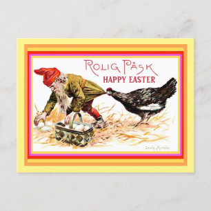 Noors Happy Easter Gnome Nisse copy Briefkaart
