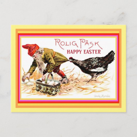 Noors Happy Easter Gnome Nisse copy Briefkaart (Voorkant)