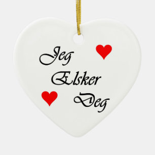 Noors "Ik hou van je" Norsk "Jeg Elsker Deg. Keramisch Ornament