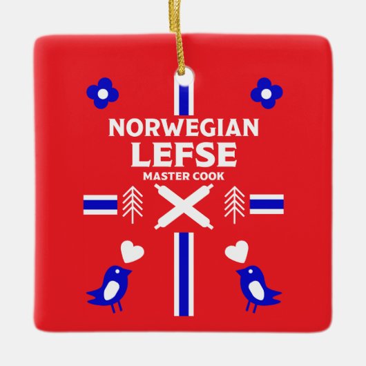 Noors Lefse Flatbrood Apron Keramisch Ornament (Voorkant)