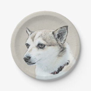 Noors Lundehund-schilderij - Oorspronkelijke honde Papieren Bordje