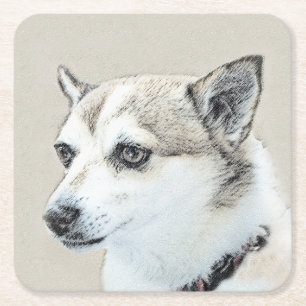Noors Lundehund-schilderij - Oorspronkelijke honde Vierkante Kartonnen Onderzetter