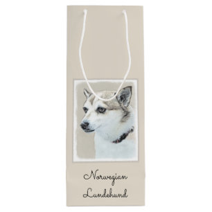Noors Lundehund-schilderij - Oorspronkelijke honde Wijn Cadeautas