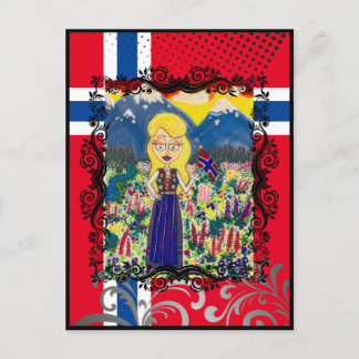 Noors meisje in Bunad Briefkaart