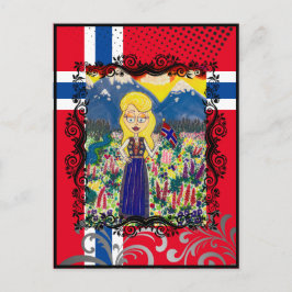 Noors meisje in Bunad Briefkaart