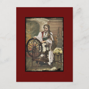 Noors meisje op een draaiend wiel briefkaart