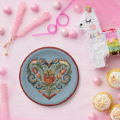 Noors Rosemaling Folk Art Heart Papieren Bordje (Feest)