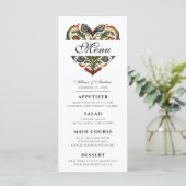Noors Rosemaling Hart Bewerkbaar Diner Menu (Staand voorkant)