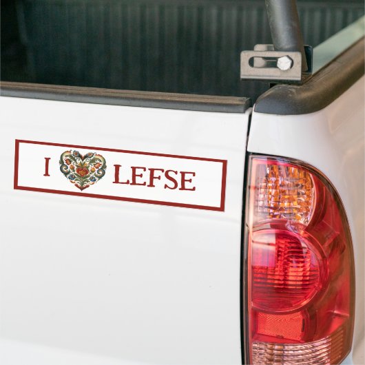 Noors Rosemaling I Heart Lefse Bumpersticker (Op Truck)