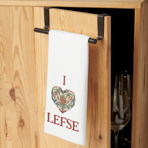 Noors Rosemaling I Love Lefse Theedoek
