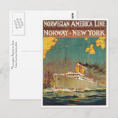 Noorse Amerikaanse lijn Briefkaart (Voorkant / Achterkant)