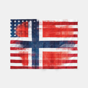 Noorse Amerikaanse vlag   Hout- en schildlijnen Fleece Deken