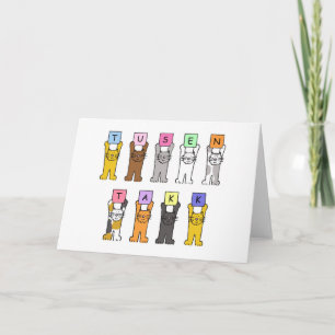 Noorse Bedankt Tusen Takk Cartoon Cats Kaart