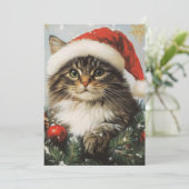 Noorse Boskat Kerstmis Feestdagenkaart (Staand voorkant)