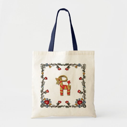 Noorse Bunad Floral en Julbock kerstgeit Tote Bag (Voorkant)