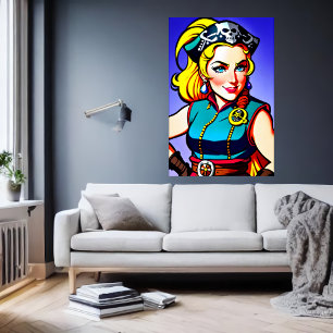 Noorse dame Pirate   AI Art Poster