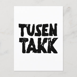 Noorse "Dank U" Zwart en Wit Lino Snede Briefkaart