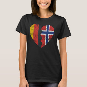 Noorse Duitse vlag Hart Duitsland Noorse vlag R T-shirt