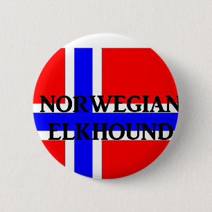 Noorse elandshond naam Noorwegen-vlag Ronde Button 5,7 Cm