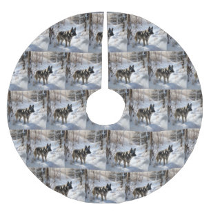 Noorse Elkhound liet het sneeuwkerst Kerstboom Rok