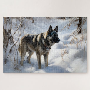 Noorse Elkhound liet het sneeuwkerst Legpuzzel