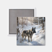 Noorse Elkhound liet het sneeuwkerst Magneet (Voorkant / Achterkant)