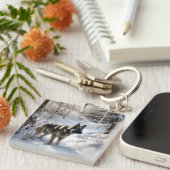 Noorse Elkhound liet het sneeuwkerst Sleutelhanger (Voorkant Rechts)