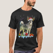 Noorse Elkhound Rendier Kerstverlichting Hond T-shirt (Voorkant)