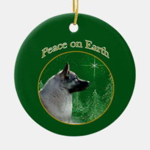 Noorse Elkhound Vrede Keramisch Ornament