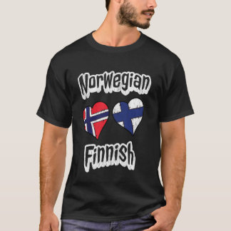 Noorse Finse Vlag Hart Combo Noorwegen Finland  T-shirt