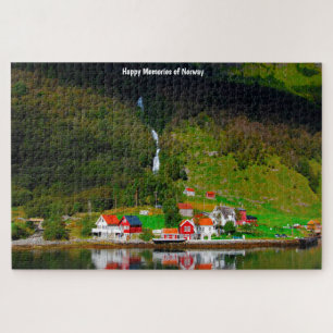 Noorse fjord waterval Scandinavië. Legpuzzel